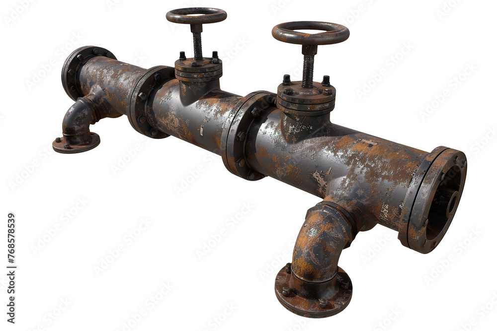 Old Rusty Industrial Pipes on Transparent Background