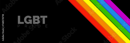 Horizontal Black Banners for Pride Month Celebration. Honor Diversity and Inclusion with Vibrant Visual Statements