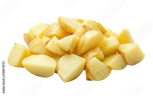 Prepared Potato Chunks: Peeled and Sliced for Cooking isolated on transparent Background photo