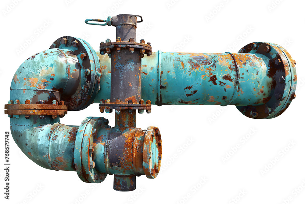 Old Rusty Industrial Pipes on Transparent Background Old Rusty Industrial Pipes on Transparent Background