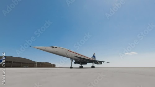 3D animation of Concorde prototype at an airport photo