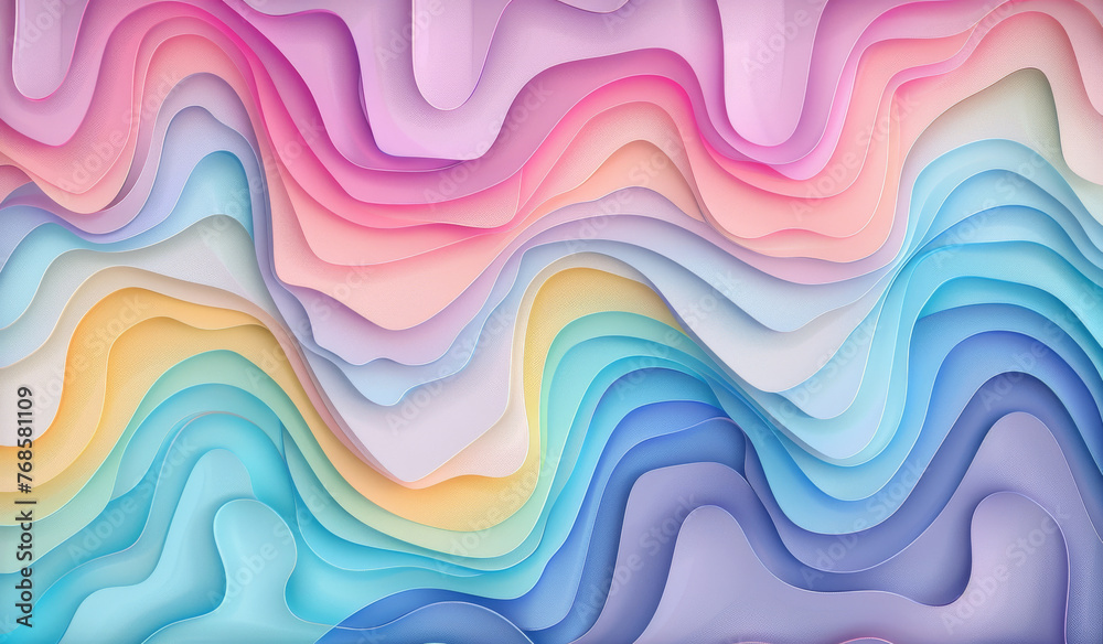 Abstract, paper and creative design in the style of curves for backdrop, wallpaper or graphic poster advertising with copyspace. Rainbow, layers and craft template for background, banner or mockup Abstract, paper and creative design in the style of curves for backdrop, wallpaper or graphic poster advertising with copyspace. Rainbow, layers and craft template for background, banner or mockup
