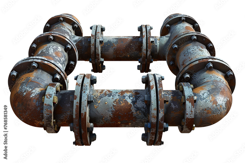 Old Rusty Industrial Pipes on Transparent Background Old Rusty Industrial Pipes on Transparent Background