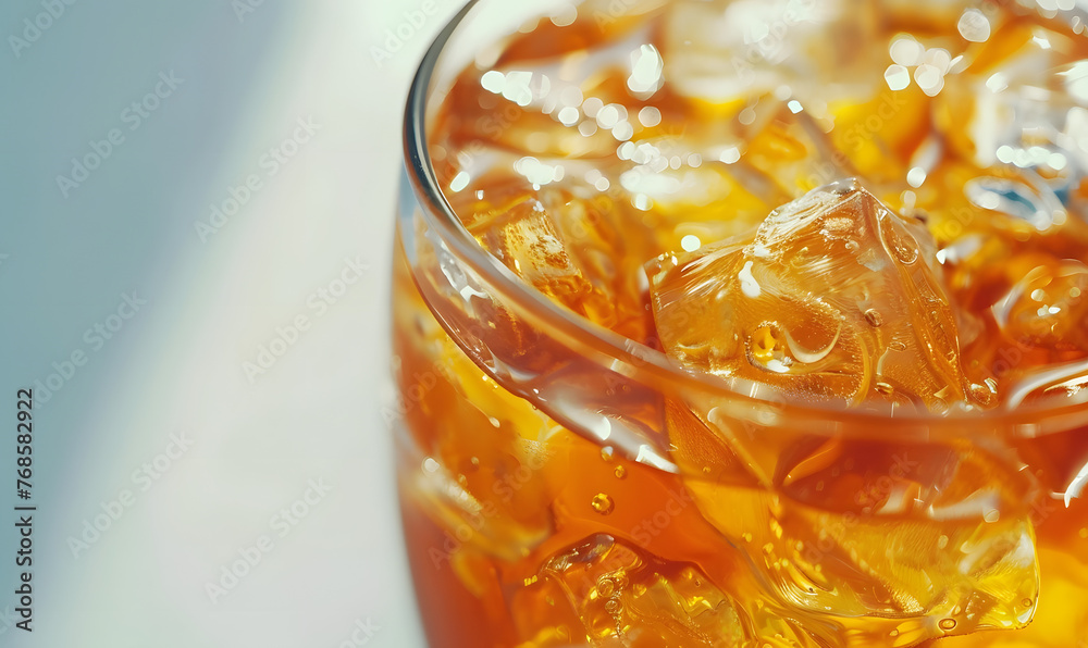 Close up of a glass of cold ice tea, Generative AI Close up of a glass of cold ice tea, Generative AI