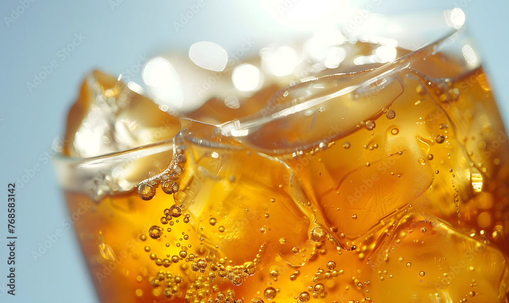 Close up of a glass of cold ice tea, Generative AI Close up of a glass of cold ice tea, Generative AI