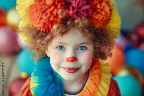 Portrait of a happy smiling baby girl at a children's costume party