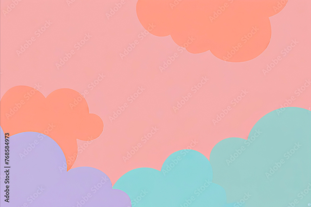 Illustrated background with clouds for kids