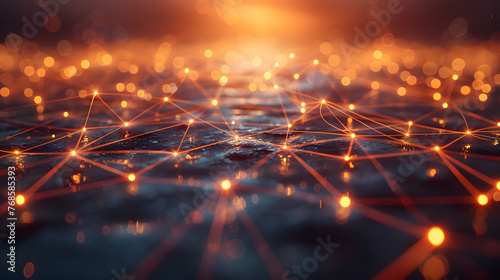 communication world connected by copper lines concept