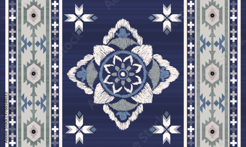 Navajo tribal vector pattern. Native American ornament. Ethnic South Western decor style. Boho geometric ornament.Ikat floral paisley embroidery blanket, rug. Woven carpet