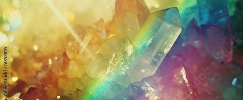 Geological Crystal Formations with Prism Light