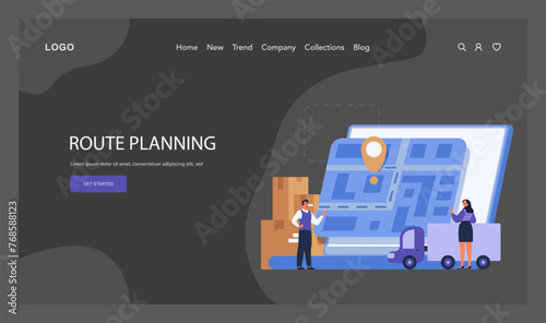 Route Planning concept. Flat vector illustration