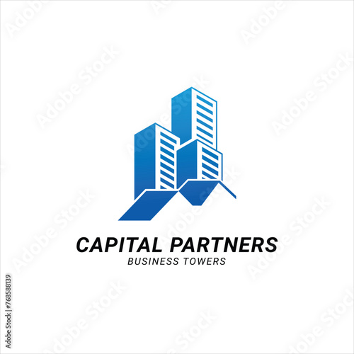 Real estate skyscraper symbol / icon isolated, building. Creative and elegant home illustration Logo design Property logo design