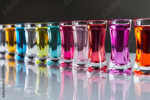 customized shot glasses lined up in a row photo