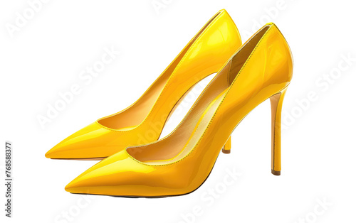 Yellow High-Heeled Duo isolated on transparent Background