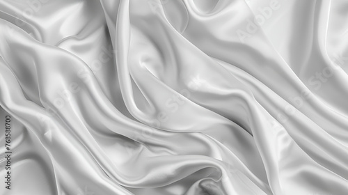 Smooth elegant white silk or satin can use as wedding background ,Closeup of rippled white silk fabric 