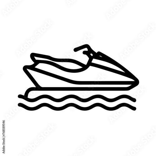 jetski jetboat motorboat as a single simple icon logo vector illustration, isolated on transparent background