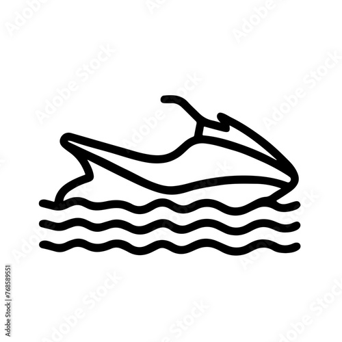 jetski jetboat motorboat as a single simple icon logo vector illustration, isolated on transparent background