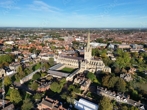 .Norwich Cathedral  UK drone   aerial   view from air