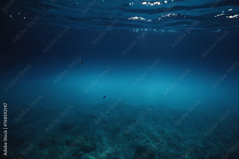 Obraz premium Dark blue ocean surface seen from underwater