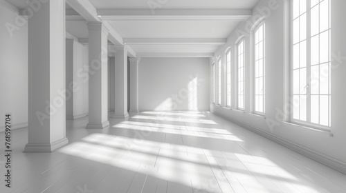 Empty room with monochromatic style  iperrealistic photography  architecture  black and white.