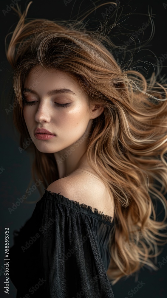 Stunning beautiful young caucasian girl with magnificent hair, professional studio fashion photo Stunning beautiful young caucasian girl with magnificent hair, professional studio fashion photo