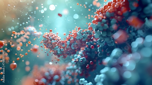 3D visualization of nanoparticles designed for targeted drug delivery being tested in a pharmaceutical research setting
