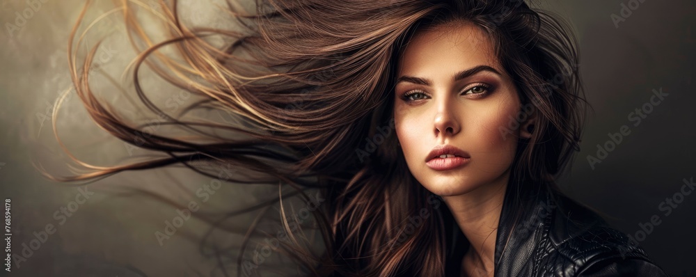 © shooreeq - Stunning beautiful sensual woman with magnificent hair, professional studio fashion photo