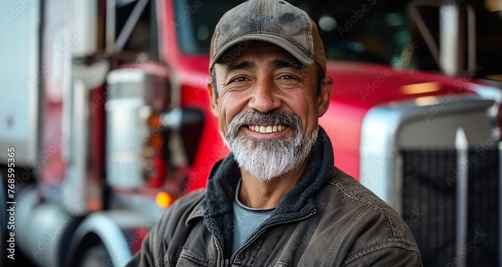 portrait of a man in front of a truck portrait of a man in front of a truck