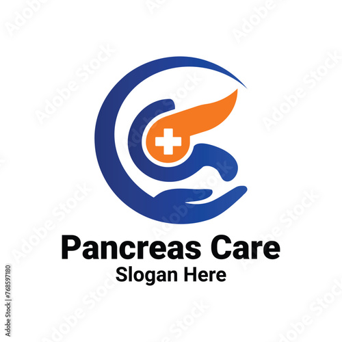 Pancreas Health Care Logo Designs for Medical Services, Home Care and Health Clinics. Pancreas Icon from Medical Collection. Line Vector Pancreas Sign, Symbol, Icon Isolated on White Background.