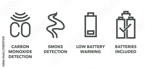 Carbon Monixide detector icons in bold line