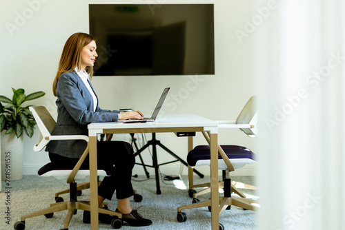 Business woman engrossed in...