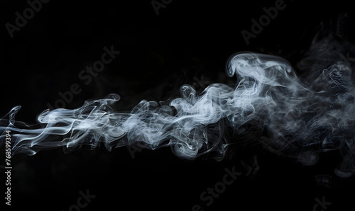 White smoke billowing out of a dark black background, Generative AI 