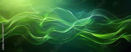 A smooth, flowing green smoke design on a dark background, ideal for illustrating concepts of flow and elegance. photo