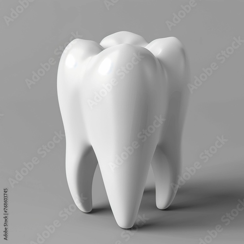 3d illustration of a realistic tooth on a gray background