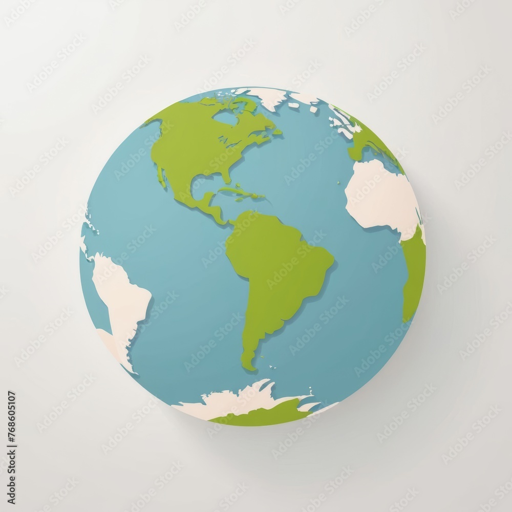 flat illustration of globe  on white background