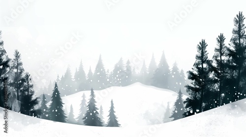 forest winter landscape in minimalist style in gray and white shades. © Ksenia Grain