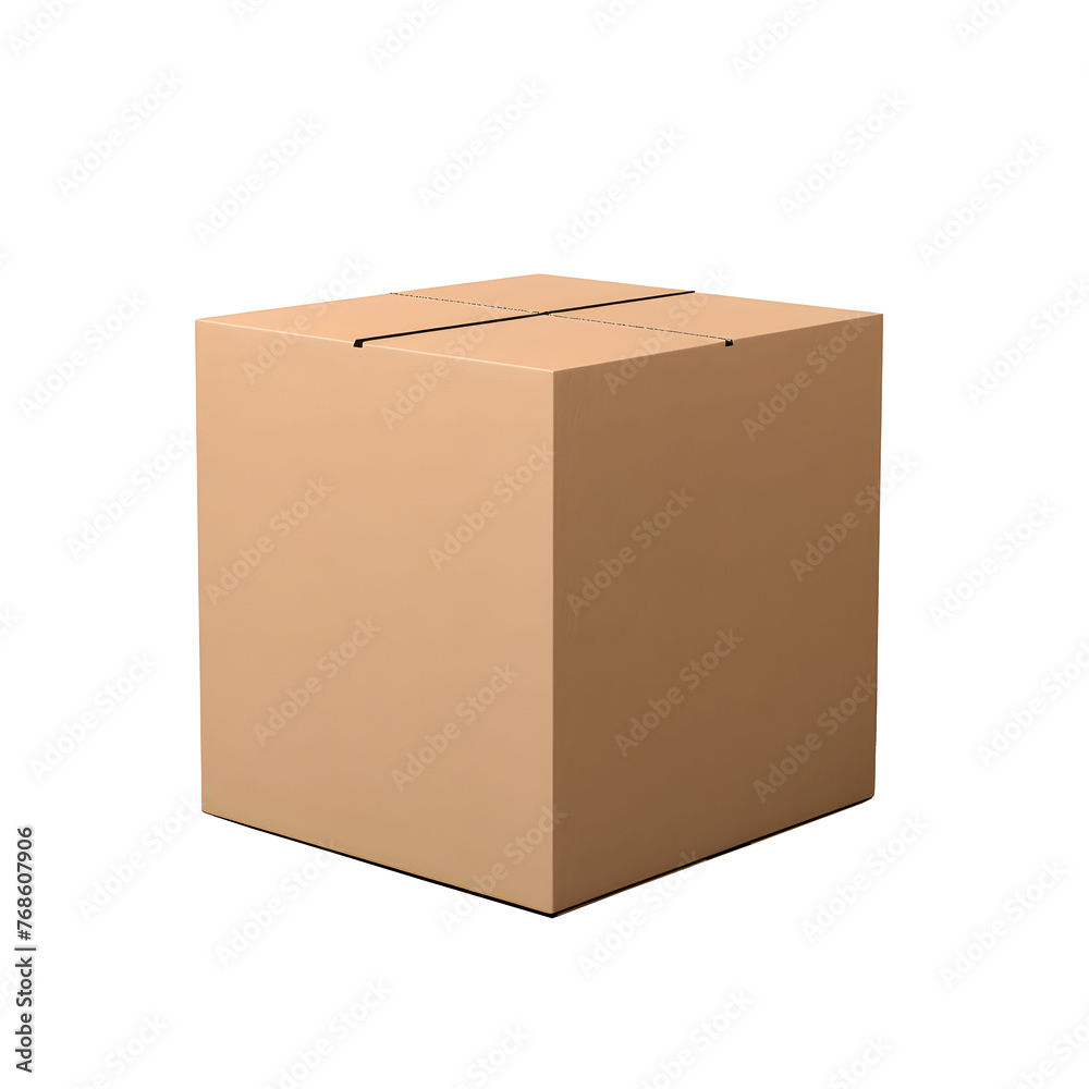 Closed up shot paper box taped and isolated on Transparent Background. Ai generated Closed up shot paper box taped and isolated on Transparent Background. Ai generated