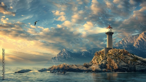 Lighthouse Standing in Ocean, outdoor photo