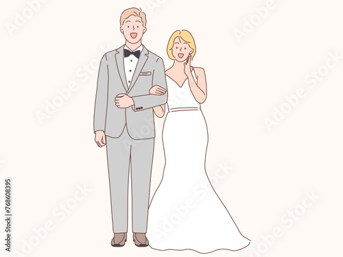 married couple. Hand drawn style vector design illustrations