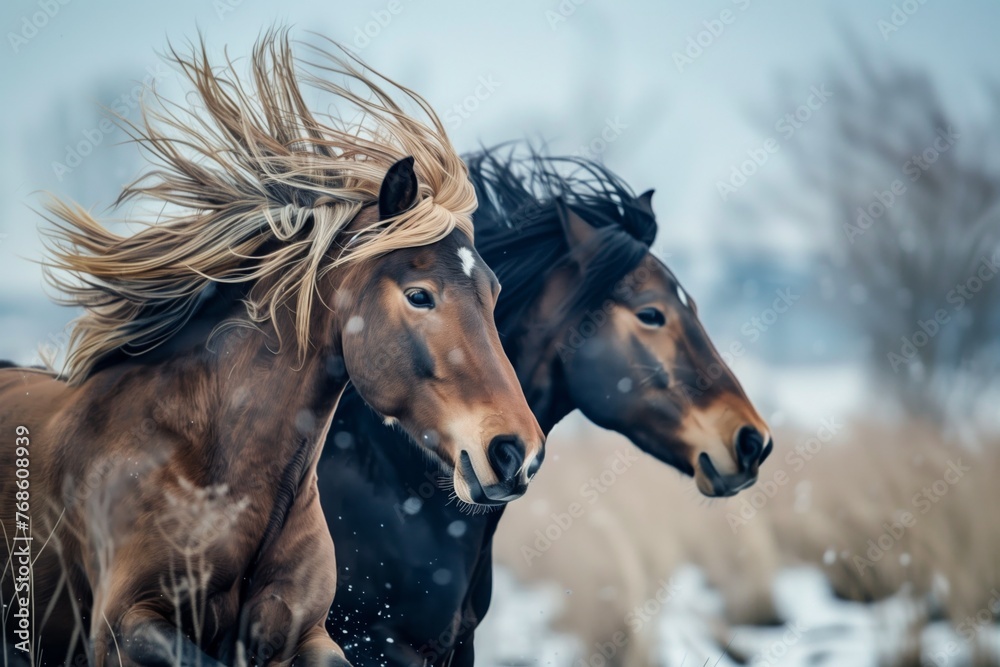 horses manes flowing as they run against the wind horses manes flowing as they run against the wind