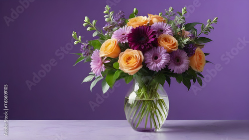 a beautiful gorgeous bouquet of flowers in a vase. the copy space. text space © Эля Эля