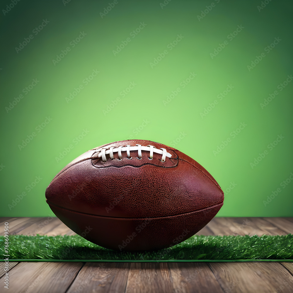 Obraz premium an American football ball on a green background