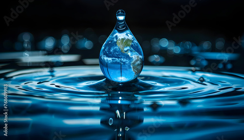 Water drop with earth for world water day #768609983