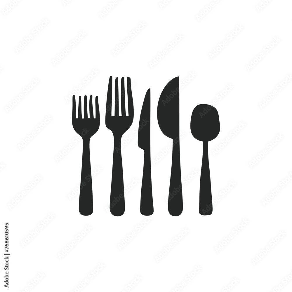 Cutlery and Kitchen Set Icon Design Template Cutlery and Kitchen Set Icon Design Template