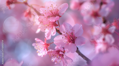 Cherry Blossom Serenity: Springtime Background with Delicate Pink Petals