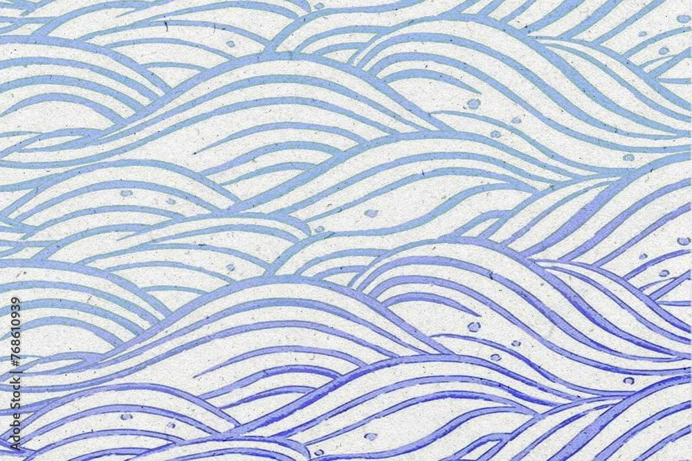 A Drawing of a Wave in Blue Ink