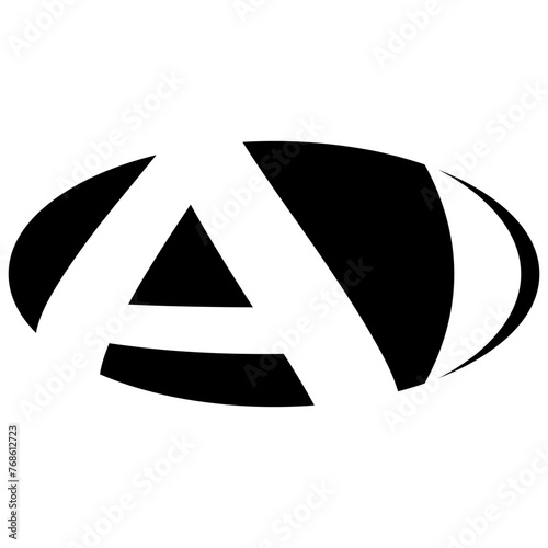 Oval logo double letter A, I two letters ai ia