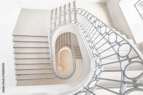 Old staircase of the Bolhao market in Porto, Portugal. Built in 1914 by the architect Correia da Silva. Architectural style