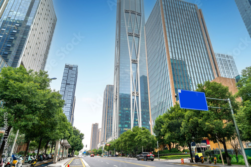 The city's tall buildings and high-speed cars, the urban landscape of Changsha, China.