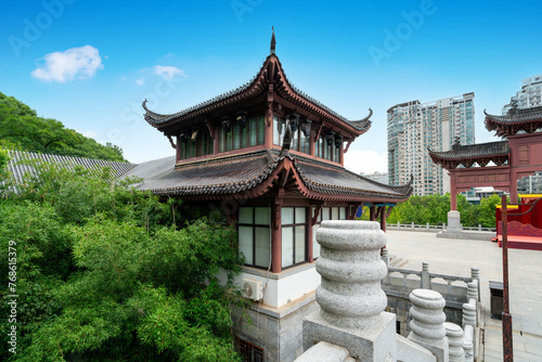 The ancient architecture of Huanghelou Park  Wuhan  China.